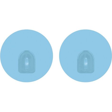Lot de 2 Crochets rond muraux repositionnables Bleu Clair MSV