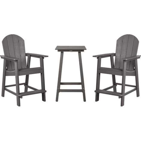 Ensemble de Balcon Jardin Terrasse Table Haute et Chaises Gris Foncé Adirondack