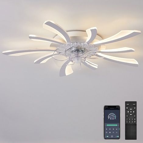 Ventilateurs de plafond avec lumières, ventilateur de plafond sans pales semi-encastré à intensité variable avec application et télécommande, 69 cm (1/5)