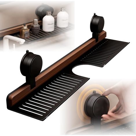 Organisateur cuisine sans perçage à ventouse 40 cm noir (1/5)