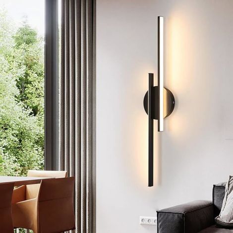 Applique Murale - LED 24 W - 3000 K - 60 x 12 x 5 cm - Noir - Aluminium Acrylique - Intérieur (1/5)