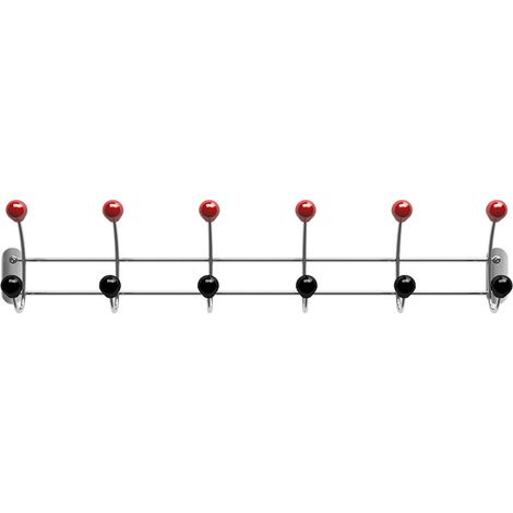 Porte manteaux mural de luxe avec 12 patères - Cadre finition chrome et boules céramiques multicolore