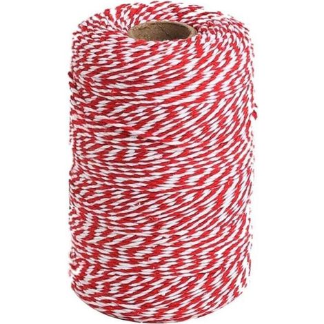 Rotes und weißes Hanfgarn, 100 Meter Baumwollgarnband zum Backen, Fleischtranchieren, Basteln, Geschenkverpacken und für Weihnachtsdekorationen