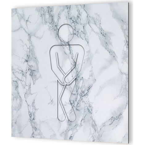 Panneau pictogramme de signalisation · Toilettes Hommes Humoristique Texture Marbre Blanc (1/4)