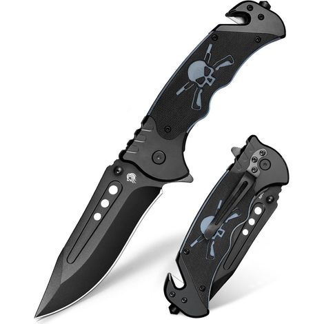 Rettungsmesser Klappmesser mit Glasbrecher & Gurtschneider, Outdoor Survival Messer