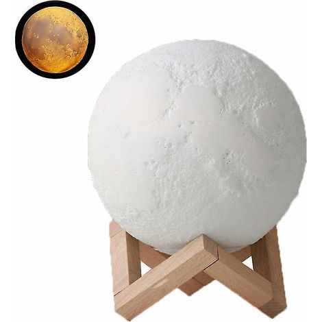Lampe de chevet LED Lune 3D, lampe sur pied, veilleuse, lampe à intensité variable tactile (1/5)