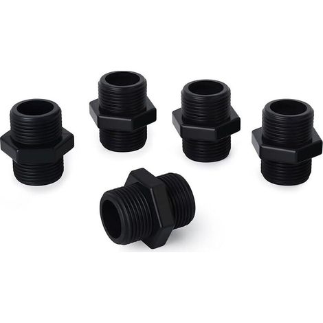 5 pièces 3/4 "BSP connecteurs mâles à mâles, raccords de tuyauterie à mamelon hexagonal en PVC
