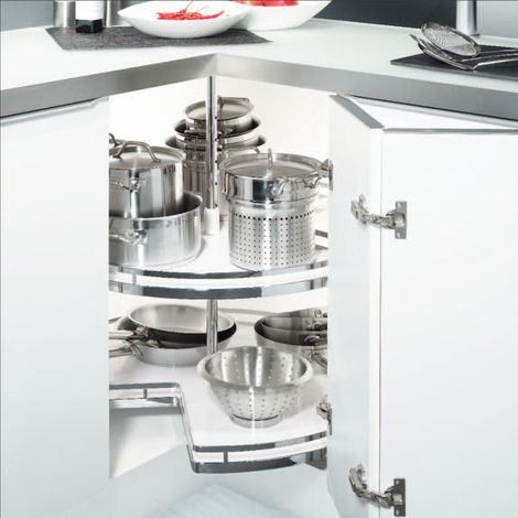 Kesseböhmer 3/4-Kreis ARENAplus classic Drehbeschlag für 90er Eckschrank, silbergrau/ grau (1/5)