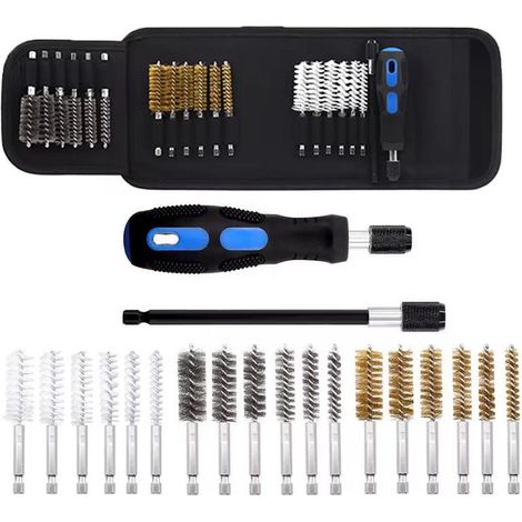 Ensemble personnalisé de 20 outils de nettoyage et de dérouillage, comprenant : brosses, brosse de nettoyage de tuyaux en nylon, fil d'acier automobile et fil de cuivre.