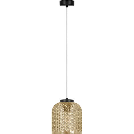 Suspension déco noir/ambre verre gaufré E27 15W Capri (1/5)