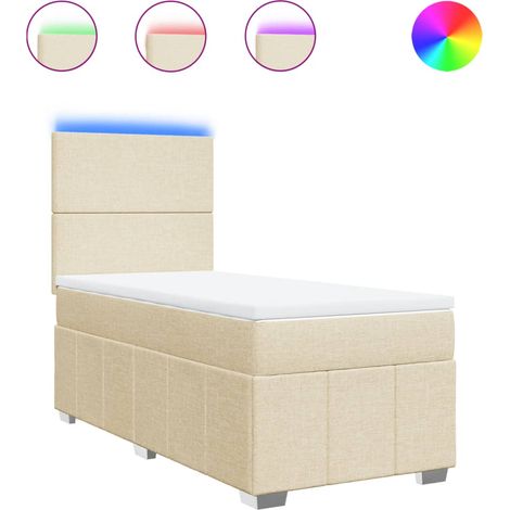 Maison Exclusive - Sommier à lattes de lit et matelas Crème 90x190 cm Tissu (1/5)