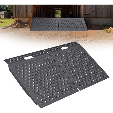 Rampe de Remise 74 cm x 61 cm pour Tondeuse Autoportée et Matériel de Jardin – Capacité 680 kg Plaque Perforée Antidérapante pour ATV, Motos, Garages et Granges (2 pièce) (1/5)