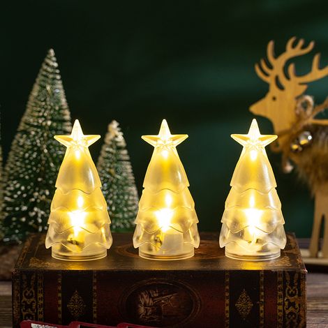 3 candele elettroniche a LED, decorazioni natalizie, decorazioni per l'albero di Natale, luci notturne suggestive, decorazioni per la scrivania (1/4)
