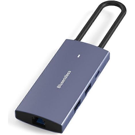 6-in-1 USB-C-Dockingstation, USB-C PD 3.0-Hub, USB 3.0 + Gigabit-Ethernet für Laptops (1/4)