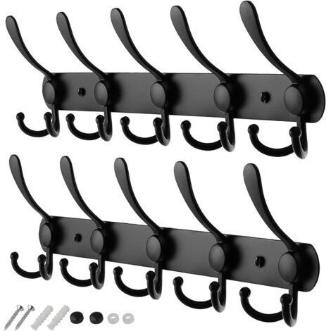 LaBlanc - Lot de 2 Crochets pour manteaux muraux, crochets pour manteaux robustes fixés au mur, crochets muraux antirouille de conception haut de gamme pour peignoirs et vêtements (1/5)