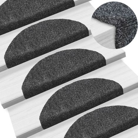 Alfombra de escalera Perforadora 15 piezas 65x21x4 cm Gris oscuro DEC023311