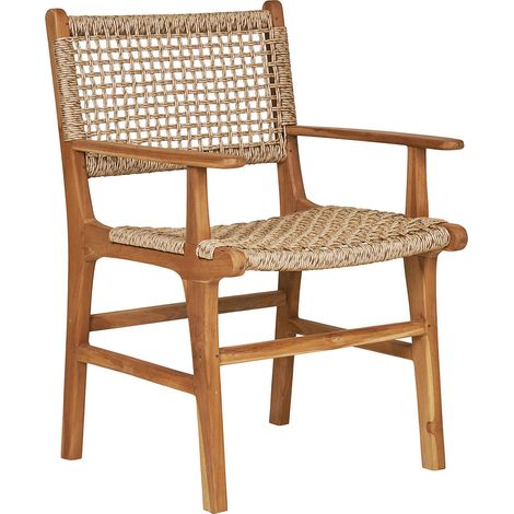 Lot de 2 fauteuils de jardin 56x57x90 cm effet rotin et teck - MADRIA (1/5)