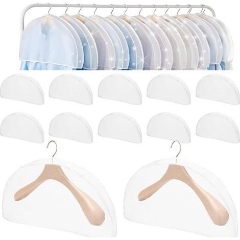 Set di 12 custodie porta abiti bianche, copriabiti trasparenti, borsa a tracolla, custodia per abiti da uomo, copriabiti (1/5)