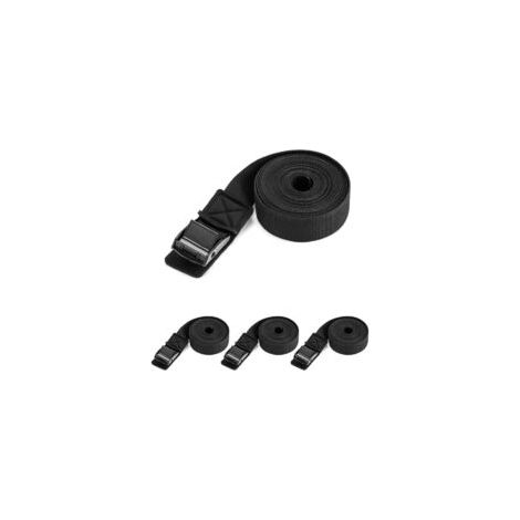 Correas de amarre de 4 piezas con almohadillas antiarañazos, correas de ajuste de 2,5 mm x 3 m, carga máxima de 250 kg, color negro - Crezuo