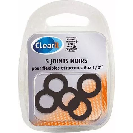 5 joints noir flexible pour raccord gaz pour cuisinière, compatible BRANDT - 74X9874 (1/2)