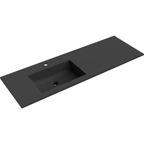 Mexen Otis lavabo empotrado en encimera izquierda 141 x 46,5 cm, negro mate - 25181471L (1/3)