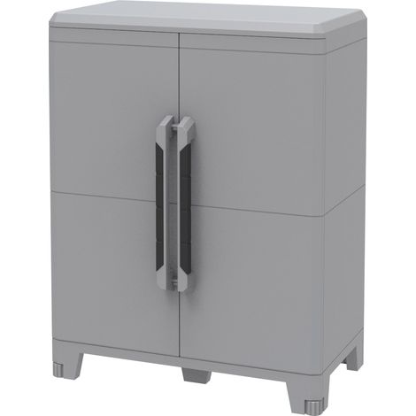 Armadio Modulare da Esterno 78x43,6x101,6 cm 2 Ante 1 Ripiano in Polipropilene Transforming Grigio e Nero (1/5)