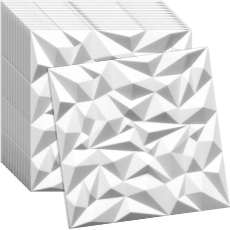 Panneaux muraux et plafond 3D blanc VERDICO 50x50 cm – polystyrène décoratif, lot 20 pièces (5 m²)
