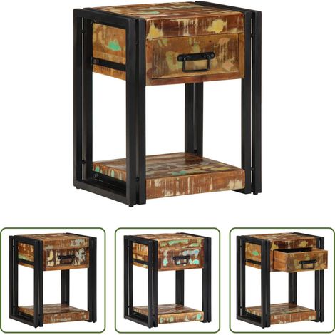 vidaXL Rustikaler Nachttisch - Nachttisch 2 pcs Mehrfarbig 40 x 35 x 50 cm Massives Altholz (1/5)