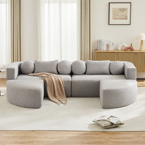 Canapé convertible modulable 292x165x68 cm 4 places Cloud sans montage en Chenille avec ressorts ensachés Gris (1/5)