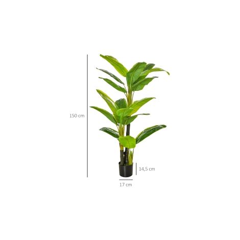 Bananier artificiel vert de 150 cm avec pot en plastique décoratif et entretien facile pour salon terrasse et jardin (1/5)