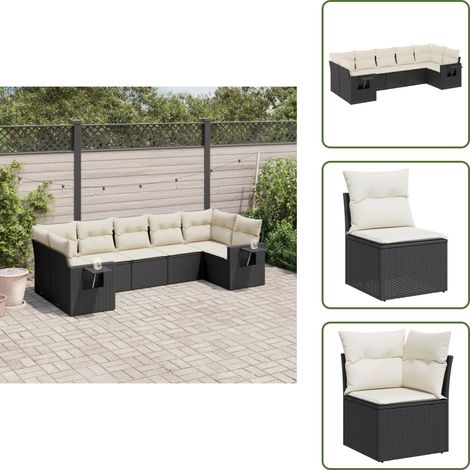 Salon de jardin 7 pcs avec coussins noir résine tressée - Ensemble Salon De Jardin - Salon De Jardin Extérieur - Meuble De Jardin - Mobilier De Jardin - Résine Tressée (1/5)