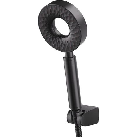 Pommeau Douche Noir Ronde Autonettoyant Douchette à Main 3 Modes Universelle Pommeau de Douche en Plastique ABS Pomme de Douche avec 150cm Flexible de Douche, ABS Support de Douche (1/5)