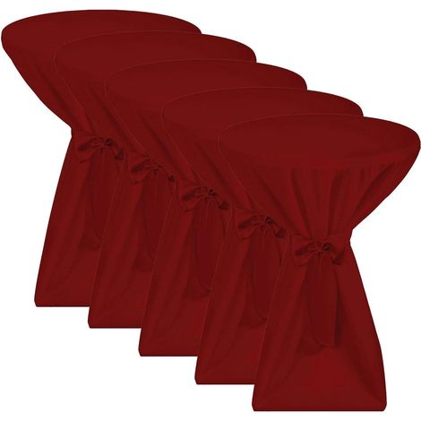 5X Premium Stehtischhusse Blickdicht Bordeaux Ø 80-85 cm
