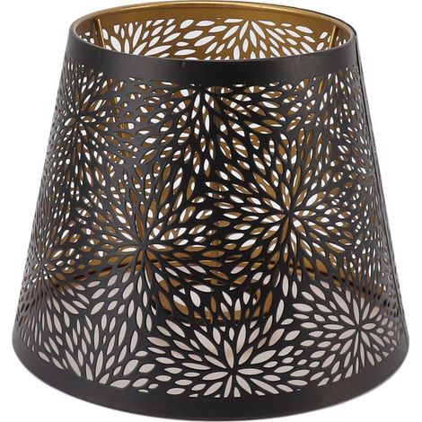 Abat-jour en métal,E26 E27 style arbre forestier ajouré en fer décoratif,avec motif doré intérieur,pour lampe de plafond murale de table,noir (1/5)