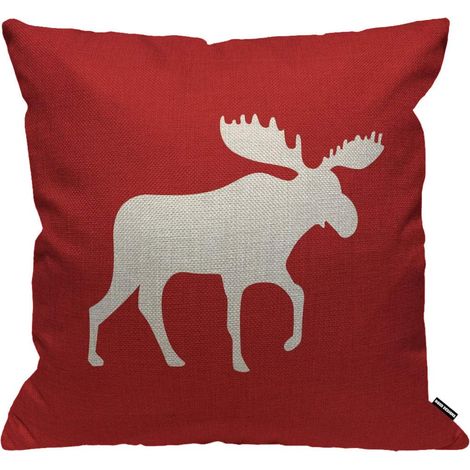 EASYCOMFORT Housse de coussin orignal Animal rouge maison décorative canapé chaise housses de coussin 45X45cm (1/5)