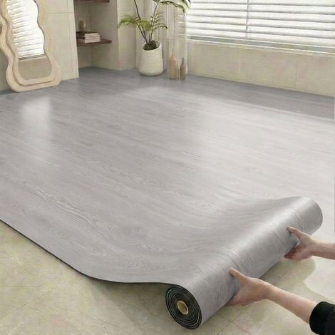 Self-adhesive wood grain vinyl roll flooring, 40cm wide x 5m long, waterproof and wear-resistant, suitable for any room, DIY flooring installation. (1/5)