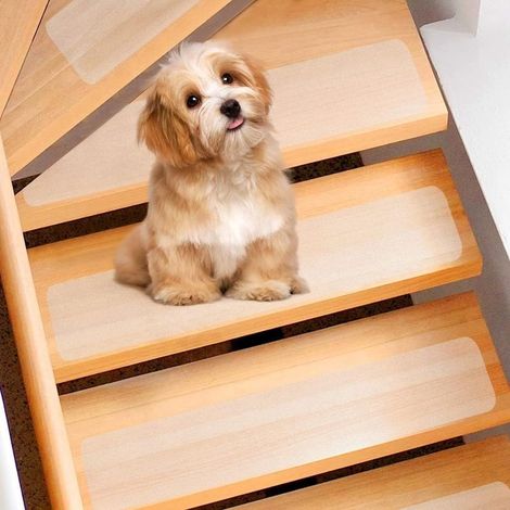 Tapis Escalier Moquette Lot de 15 marches d'escalier - Antidérapantes - Transparent pour l'intérieur Exterieur Diamant pour Marches en Bois Antidérapantes Bandes Antidérapantes - 15 x 61 cm (1/5)