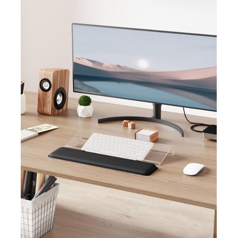 support clavier ergonomique en acrylique transparent repose poignet mousse mémoire incliné support sur bureau pour clavier ordinateur soulage la fatigue des poignets (1/5)