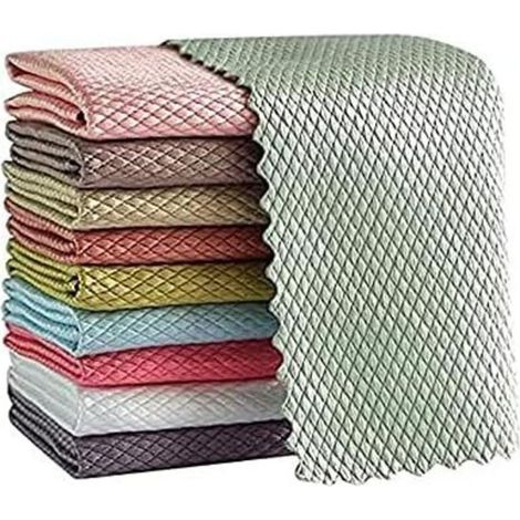 Chiffon Magique, Lot de 10 Chiffon de Nettoyage en Microfibre Multifunction pour dans Cuisine Voiture Salle de Bain Maison Bureau Multicolore 30x40CM (1/5)