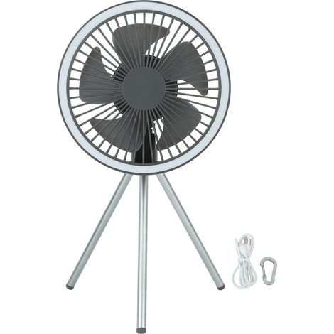 10000mAh USB-Stativ-Campingventilator, tragbarer und leichter Outdoor-Ventilator mit Powerbank, grau. (1/5)