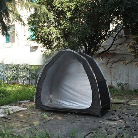 Abri de vélo imperméable noir portable pour le camping, la randonnée et le jardin. (1/5)