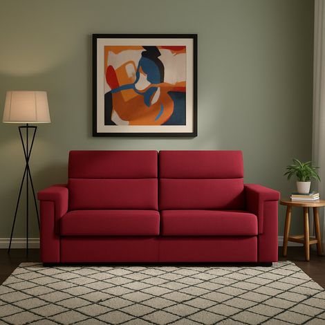 Zweisitzer-Schlafsofa Brusasco, Abnehmbar, Stauraum, Made in Italy, Klappöffnung, 205x95 cm Rot (1/5)