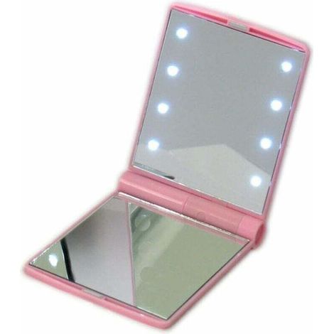 Poche Miroir LED Lumineux Portable Maquillage Miroir De Maquillage CosmEtique 8 LED LumiEres Poche Miroir Double Face Tactile Pliable Miroir De Maquillage EclairE Rose X 1-Fei Yu (1/3)