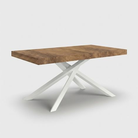 Tavolo allungabile design sala da pranzo base bianca 12 posti Pechino - Marrone Scuro
