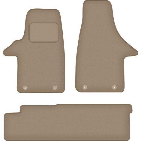 Velours-Fußmatten für: VW Transporter T5 Lieferwagen, 2 Sitzreihen (2003–2015), beige