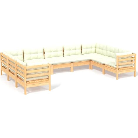 Maison Exclusive - Muebles de jardín 9 piezas cojines madera de p (1/5)