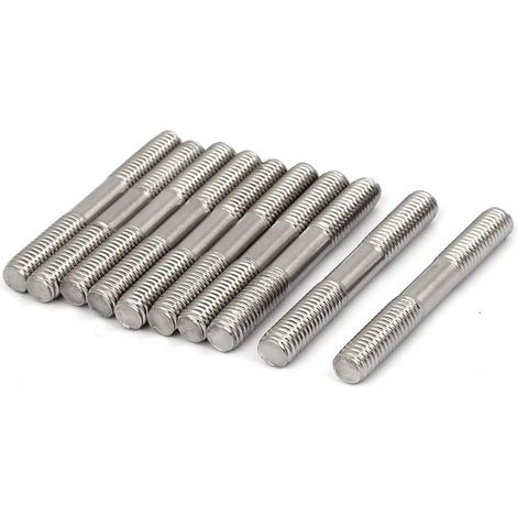 Goujon Double Extrémité Filetage Tige Serré Réglable Pousser M8 x 60mm Argenté (1/3)