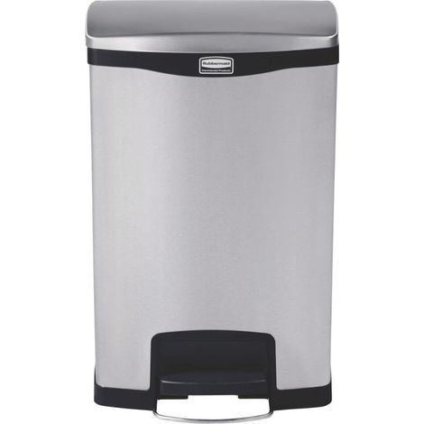 Poubelle à pédale frontale inox Rubbermaid 50L - 460 x 348 x 728 mm - SLIM JIM (1/5)
