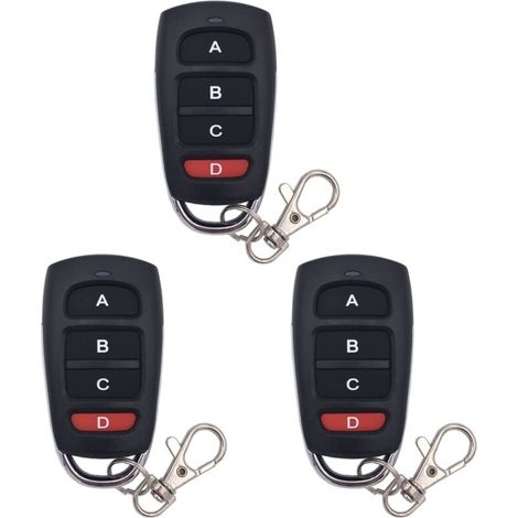 Télécommande universelle pour portail/garage 433 MHz – Lot de 3 pièces, compatible clonage facile sans marque (1/5)