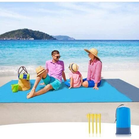 Tapis de Plage Imperméable Natte Anti Sable Grand 210 x 200 cm 4 Coins de Fixation Tapis Couverture de Plage pour Pique-Nique Voyage Camping Randonnée Vacances (1/5)